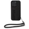 BMW BMHCP16L23RMRLK iPhone 16 Pro 6.3   czarny/black hardcase Signature Leather Wordmark Cord